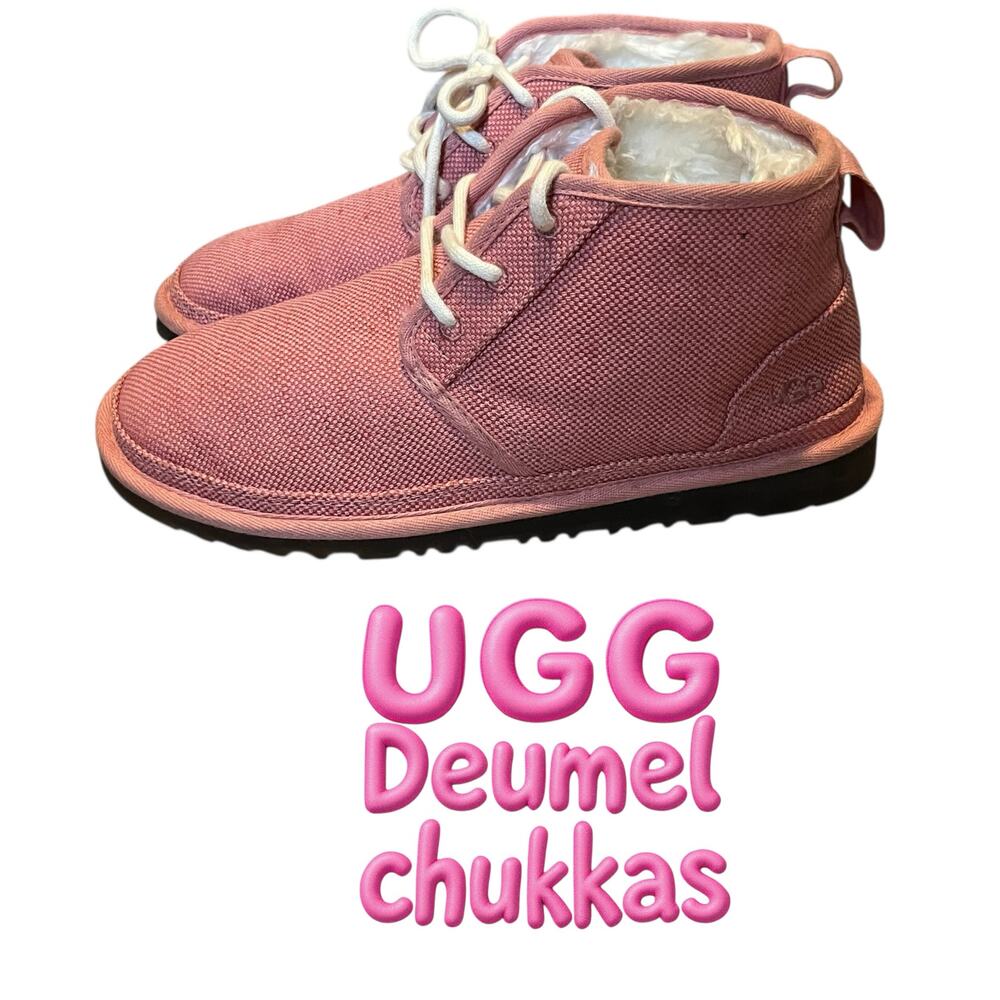 UGG Women’s Neumel Natural Canvas Chukka Boots Pink Size 10